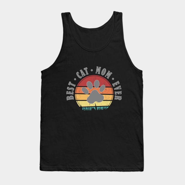 Best Cat Mom Ever Retro Sunset Vector Graphics Tank Top by RamoryPrintArt